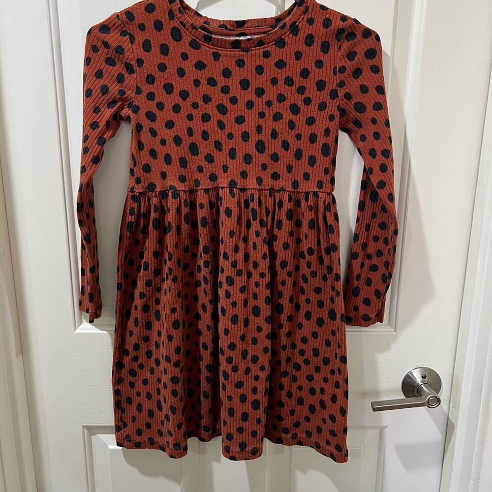 Hanna Anderson Print Polka Dot Ribbed Dress